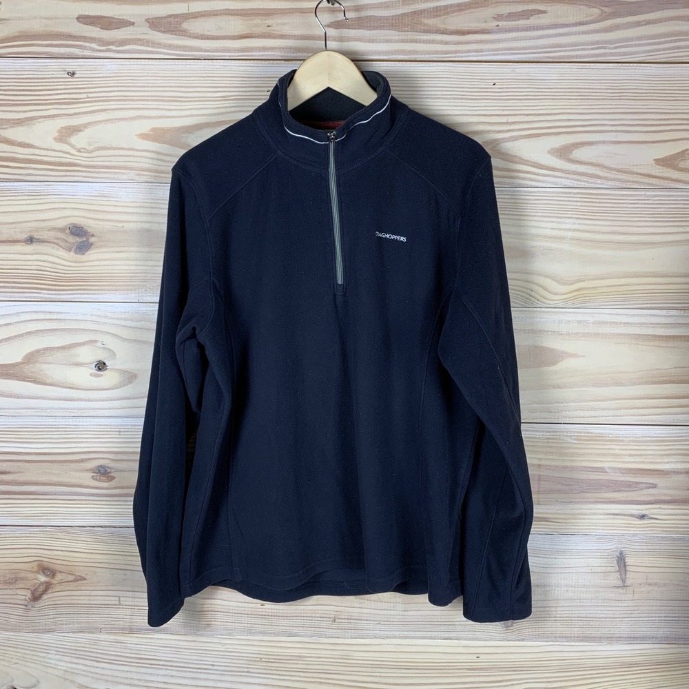 Craghoppers Fleece Pullover Mens XL‎ Blue Black 1/4 Zip Hiking Jacket